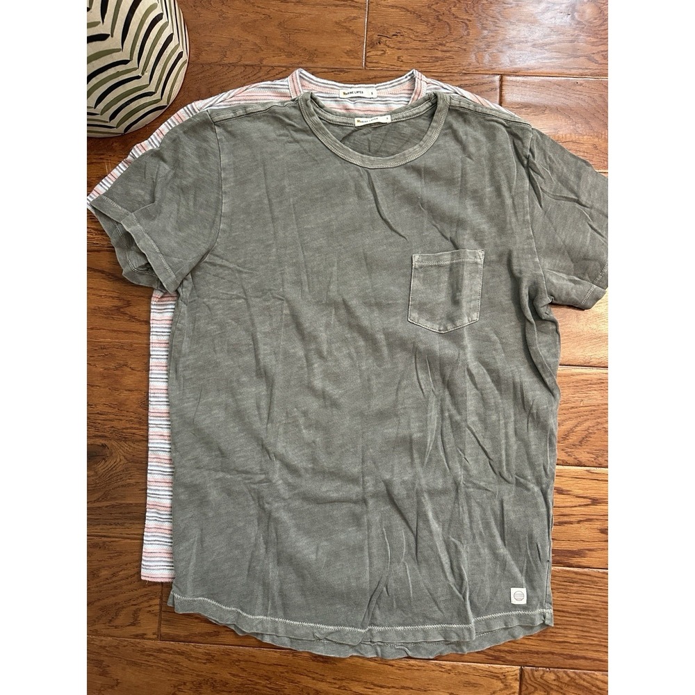 Lot of 2 Marine Layer T Shirt Men S Gray Pocket Tee Striped Soft Cotton Blend